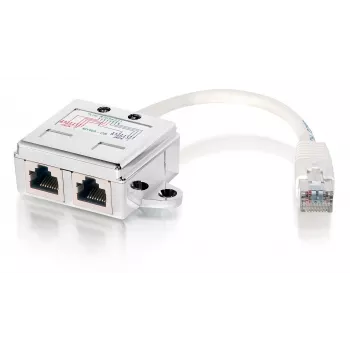 2-Portu Cat.5e RJ45 Sadalītājs, Equip 127603, Metālisks/Balts, 0,15m