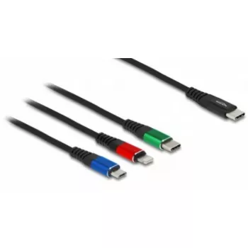 DeLOCK USB lādēšanas kabelis 3-in-1 Type-A uz 2 x Lightning un USB Type-C 30 cm
