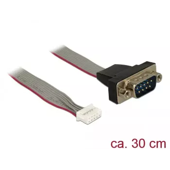 Seriālais kabelis DeLOCK 89632 Melns Pelēks Sarkans 0.3m DB-9