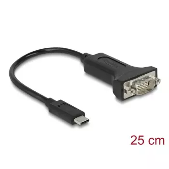 DELOCK 64307 USB Type-C uz RS-232 (D-Sub 9) kabelis, melns, 0.25 m