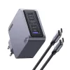 UGREEN Nexode Pro 160W GaN lādētājs ar USB-C kabeli, melns/pelēks