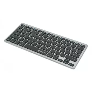 Manhattan Ultra Slim Dual-Mode bezvadu tastatūra, vācu QWERTZ izkārtojums, Bluetooth 3.0 un 2.4 GHz, 78 zema profila šķērveida taustiņi, automātiska enerģijas pārvaldība, darbības rādiuss 10 m, USB-A mikro uztvērējs, AAA baterija (iekļauta), Windows un Ma