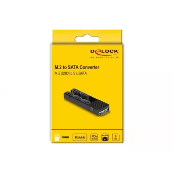 DeLOCK Pārveidotājs M.2 2280 Key B+M vīrietis uz 5 x SATA ar radiatoru