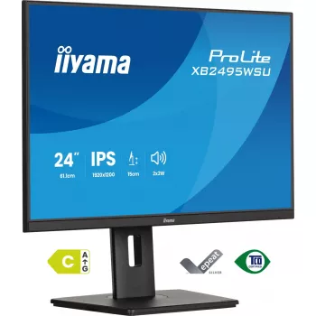 Monitoris IIYAMA ProLite XB2495WSU-B1 24.1 collas (61,2 cm) 1920×1200 IPS Full HD, 4 ms, USB 3.2 centrmezgls, augstumā regulējams, skaļruņi