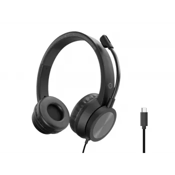 Austiņas CONCEPTRONIC POLONA05BC — Stereo USB-C, trokšņu slāpējošs mikrofons, apkārtauss, 2 m kabelis, 20–22000 Hz, Melna