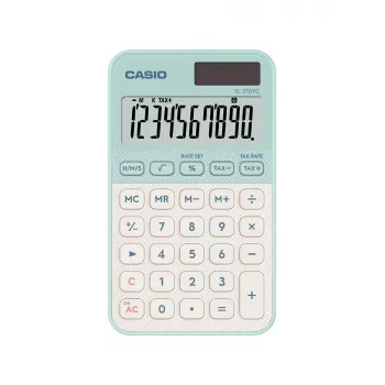 Kalkulators CASIO SL-310YC kabatas pamata 10 ciparu akumulators/saules gaiši zaļš