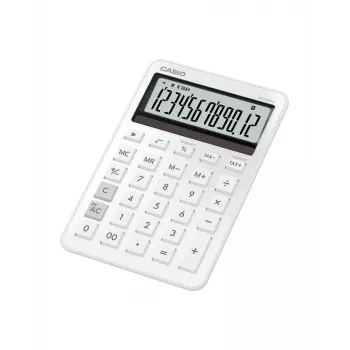 Galda kalkulators CASIO MS-200DQ 12 cipari, baterija/saule, nodokļu un peļņas funkcijas, balts