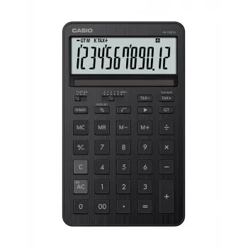 Galda kalkulators CASIO JW-200DQ – Pamata, 12 cipari, nodokļu un peļņas funkcijas, akumulators/saule, melns