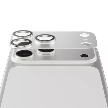 Kameras aizsargs PanzerGlass Fender iPhone 17 Pro — sudraba, silikona, skrāpējumu un triecienu izturīgs