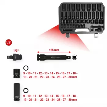 Uzgriežņu atslēgu komplekts KS Tools 515.0065 1/2 collas piedziņa 40 uzgaļi 8 kg