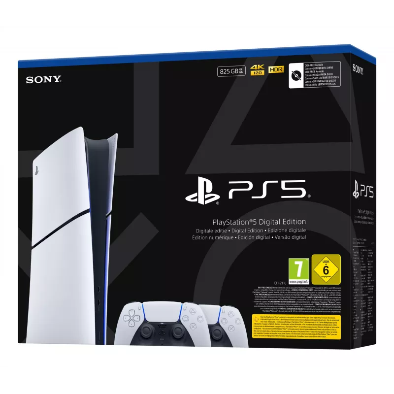Spēļu konsole Sony PlayStation 5 Slim Digital 825 GB SSD, Wi‑Fi, Bluetooth, HDMI 2.1, Balts/Melns