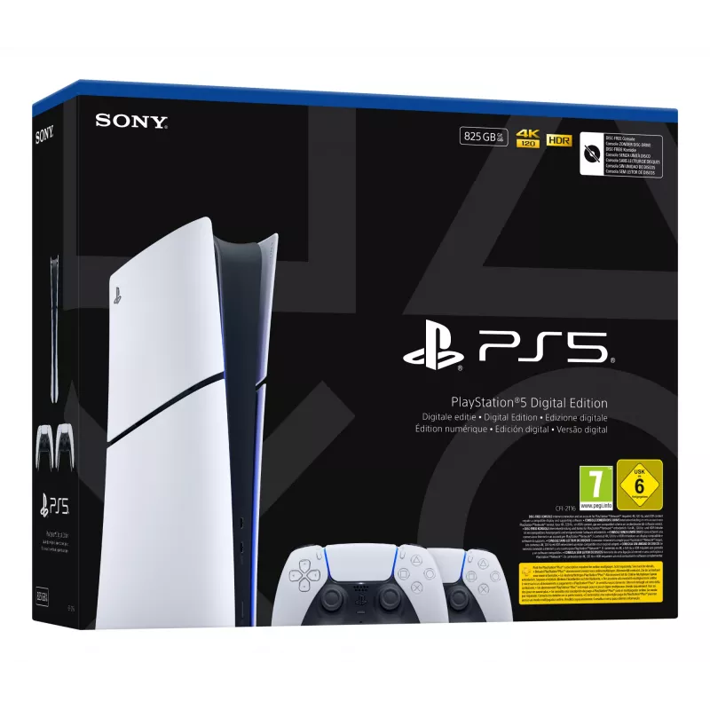 Spēļu konsole Sony PlayStation 5 Slim Digital 825 GB SSD, Wi‑Fi, Bluetooth, HDMI 2.1, Balts/Melns