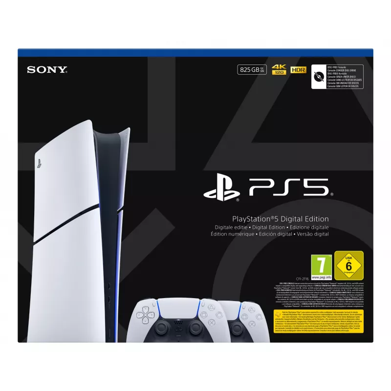 Spēļu konsole Sony PlayStation 5 Slim Digital 825 GB SSD, Wi‑Fi, Bluetooth, HDMI 2.1, Balts/Melns