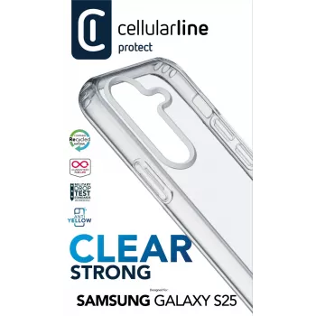 Cellularline Clear Protect cietais vāciņš ar gumijas malām Samsung Galaxy S25