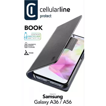 Cellularline Book vāciņš Samsung Galaxy A36/A56 ar kabatiņu kartei un magnētisku aizdari