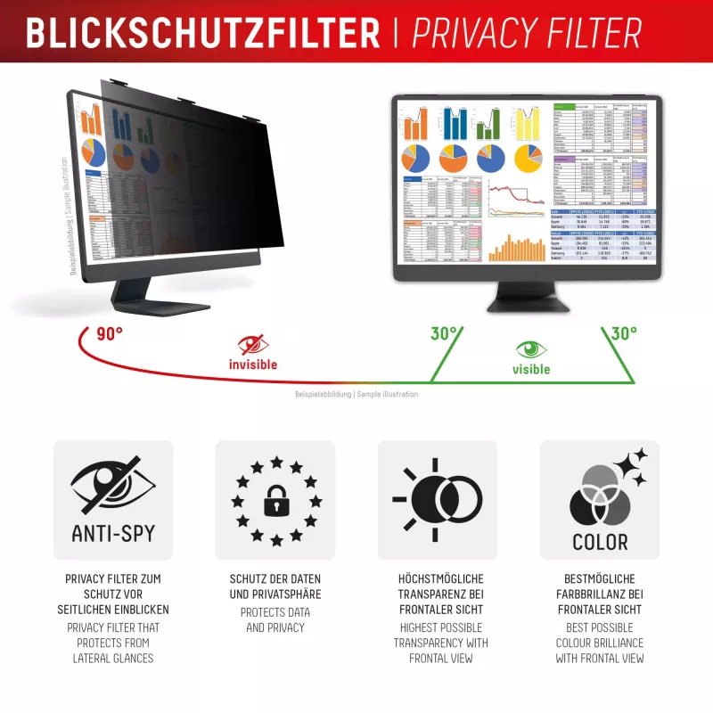 Displex PRIVACY SAFE noņemams 2-virzienu privātuma filtrs 24 inch (16:9) monitoram