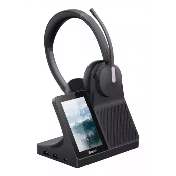 Austiņas Yealink WH64 Dual — vadu un bezvadu Bluetooth, supraaurālas, galvas saite, 50 m darbības rādiuss, melna