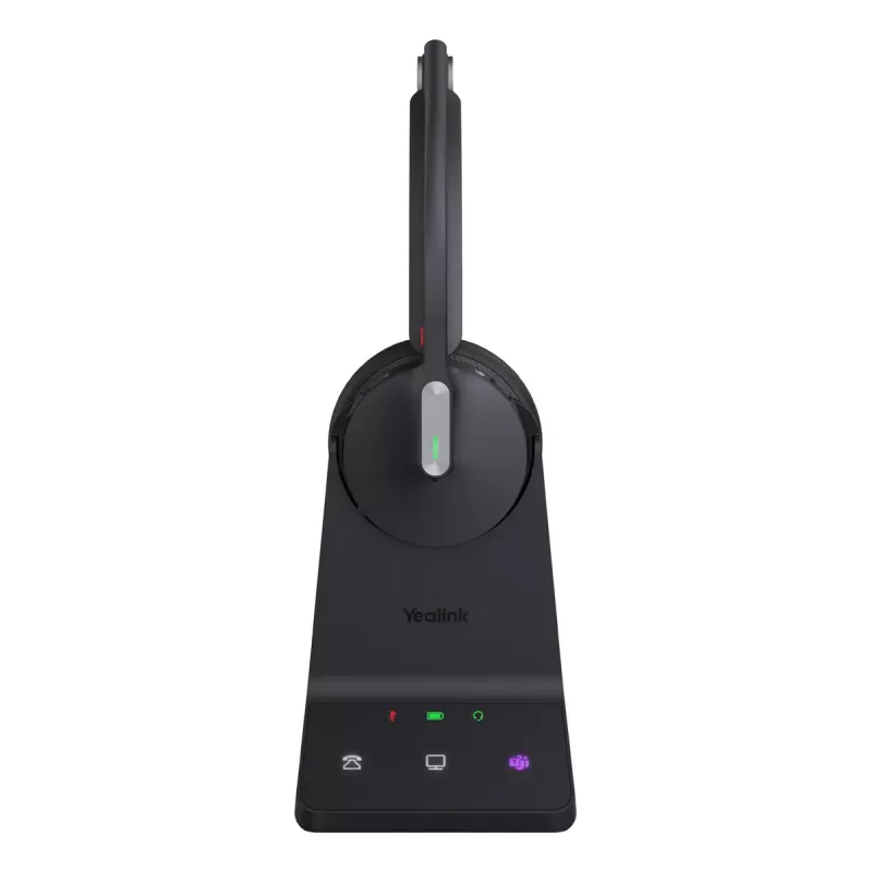 Bezvadu Mono Austiņas Yealink WH64 Teams — Bluetooth, Supraaural, 20–20000 Hz, 150 m darbības rādiuss, Melna