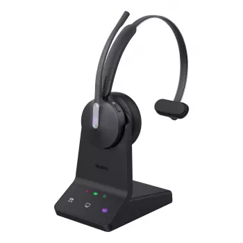 Bezvadu Mono Austiņas Yealink WH64 Teams — Bluetooth, Supraaural, 20–20000 Hz, 150 m darbības rādiuss, Melna
