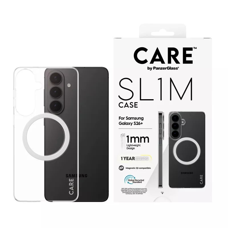 PanzerGlass CARE™ SL1M Caurspīdīgs Aizsargvāciņš ar Qi Samsung Galaxy S26+ (6,7 collas)