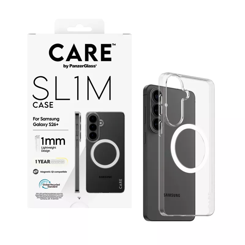 PanzerGlass CARE™ SL1M Caurspīdīgs Aizsargvāciņš ar Qi Samsung Galaxy S26+ (6,7 collas)