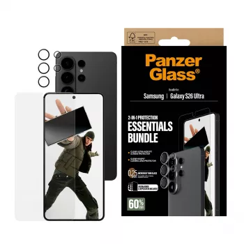 Aizsargstikla komplekts PanzerGlass Hoops 2-in-1 Samsung Galaxy S26 Ultra — rūdīts stikls + PET, caurspīdīgs, īpaši plašs pārklājums