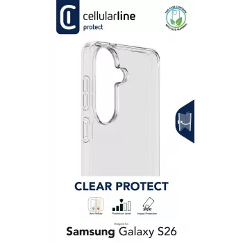 Cellularline Clear Protect - Galaxy S26 Cietais vāciņš ar gumijas malām