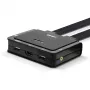 Lindy 2 Port HDMI 18G, USB Type C, USB 2.0 un Audio KVM slēdzis ar kabeļiem
