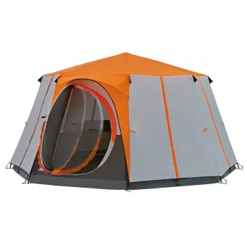 Coleman telts Cortes Octagon 8 — 8 personām, cietais rāmis, 15,7 m², pelēka/oranža