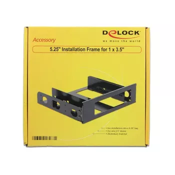 DeLOCK 18267 Alumīnija stiprinājuma kronšteins 3,5 inch ierīcei 5,25 inch nodalījumā