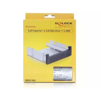 Datora korpusa rāmis DeLOCK 47200 5.25 inch slima optiskā diskdziņa un 2.5 inch/3.5 inch HDD uzstādīšanai