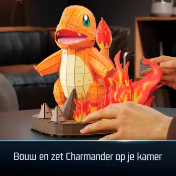 4D Build Pokémon Charmander 3D modeļa komplekts, Kanto pirmo partneru kolekcija, 241 gab., galda dekors, 12+