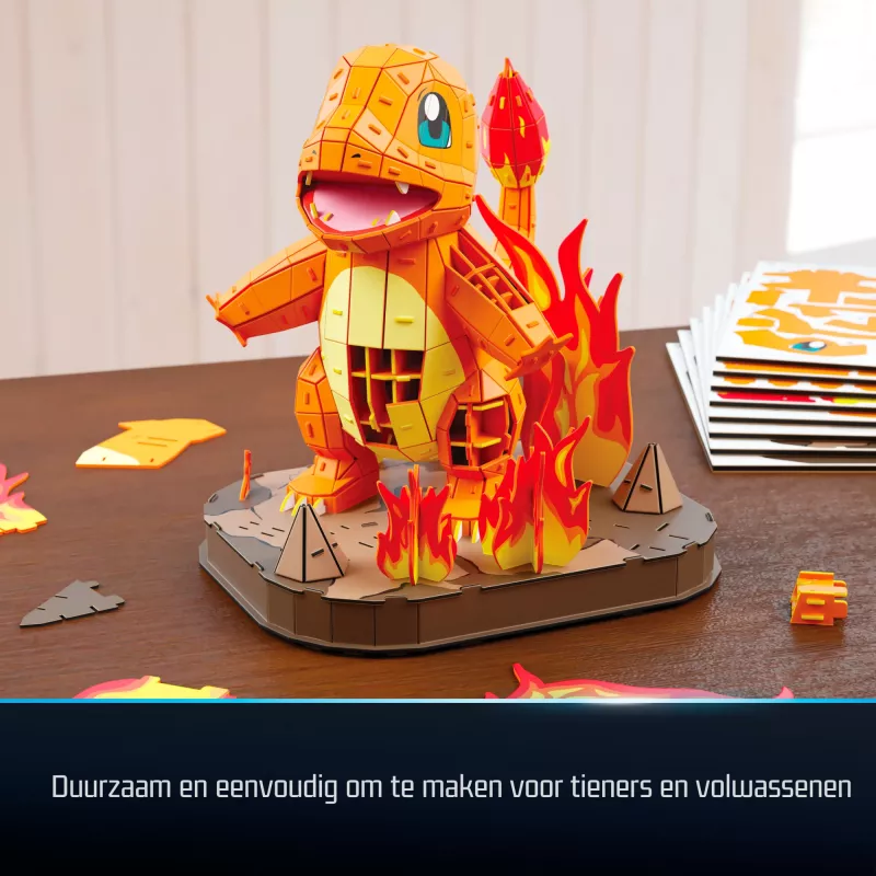 4D Build Pokémon Charmander 3D modeļa komplekts, Kanto pirmo partneru kolekcija, 241 gab., galda dekors, 12+