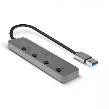 Lindy 4 Portu USB 3.0 Hub ar Ieslēgšanas/Izslēgšanas Slēdžiem
