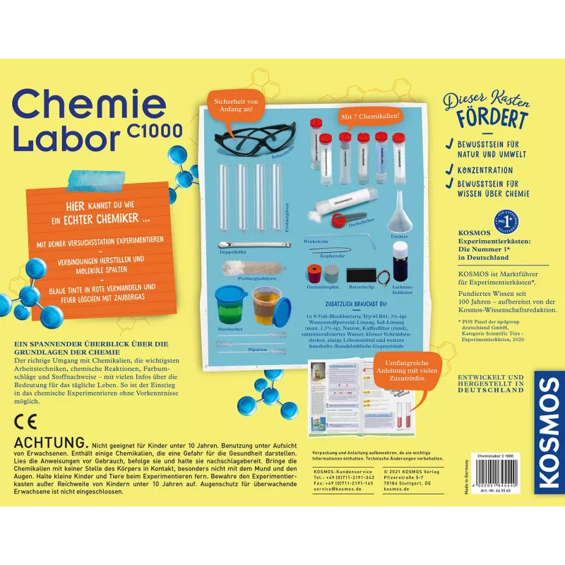 Kosmos Chemielabor C1000 Ķīmijas eksperimentu komplekts, 10+ gadi