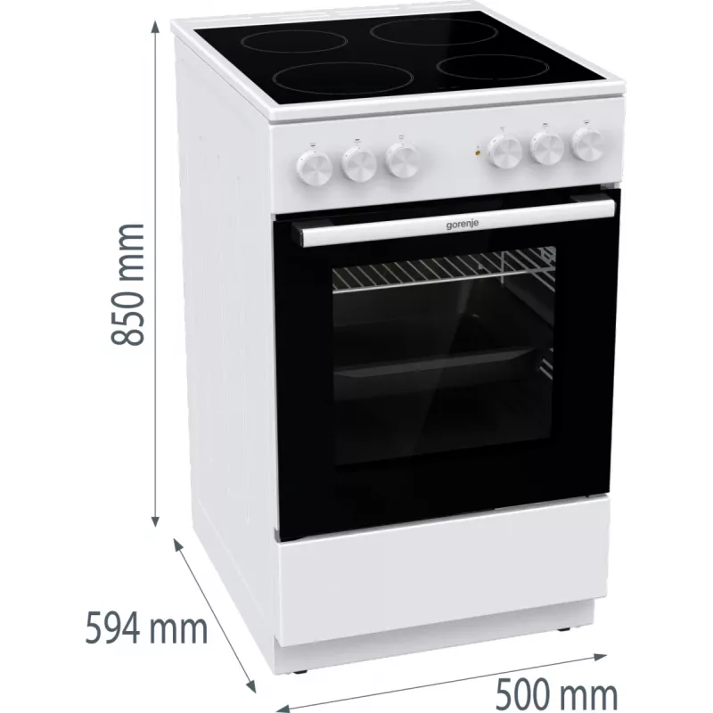 Gorenje GEC5A21WG Brīvi stāvoša plīts Elektriskā Keramikas plīts virsma Balta