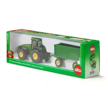 Siku 1953 traktors ar piekabi — metāla un plastmasas rotaļlieta, zaļš, 3+