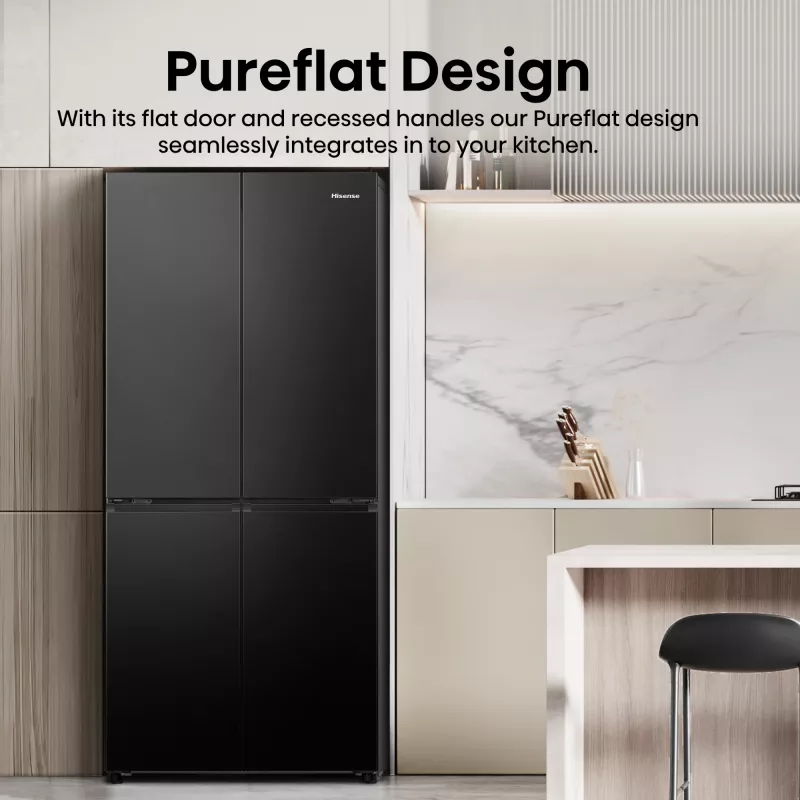 Hisense RQ5P470SAFD Brīvstāvošs Ledusskapis 483 L Melns, Nerūsējošs tērauds