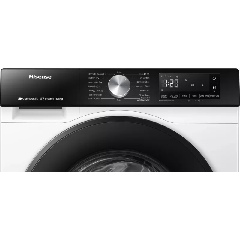 Hisense WD3S8043BW3 veļas žāvētājs Brīvstāvošs Priekšējā ielāde Balts