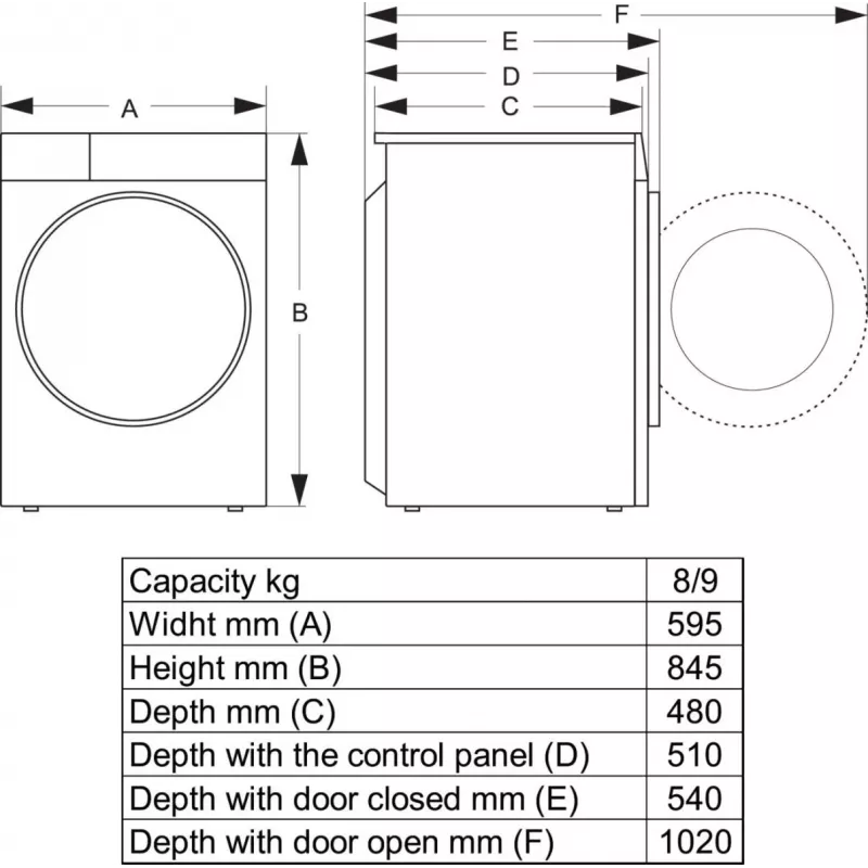 Veļas žāvētājs Hisense WD3S8043BB3, brīvi stāvošs, priekšējā ielāde, melns