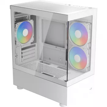 Korpus AEROCOOL Viewport Mini-G-WT-v4 ARGB balts ar diviem rūdīta stikla paneļiem