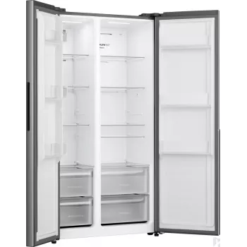 Gorenje Side by side NRS917E41X SI, Brīvstāvošs, Amerikāņu durvis, Pelēks, 2 durvis, Skārienvadība, LED