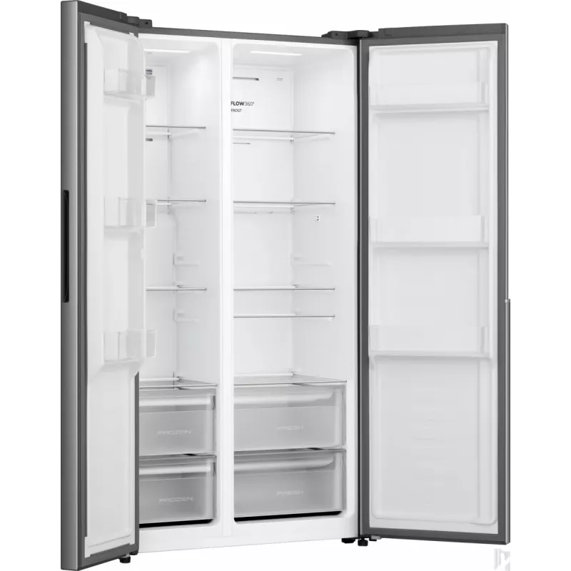 Gorenje Side by side NRS917E41X SI, Brīvstāvošs, Amerikāņu durvis, Pelēks, 2 durvis, Skārienvadība, LED