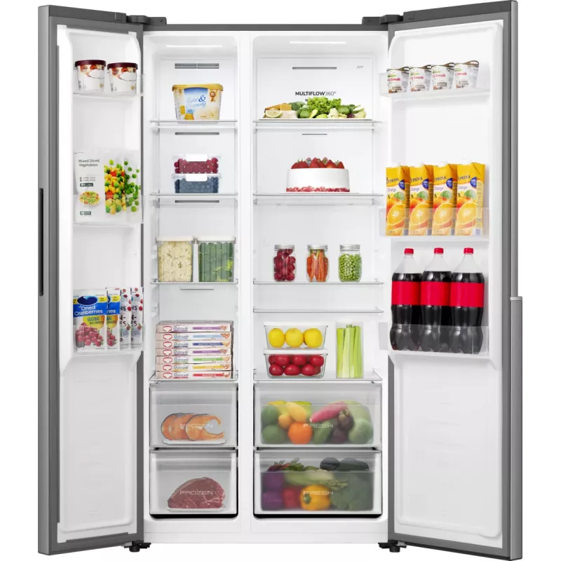 Gorenje Side by side NRS917E41X SI, Brīvstāvošs, Amerikāņu durvis, Pelēks, 2 durvis, Skārienvadība, LED