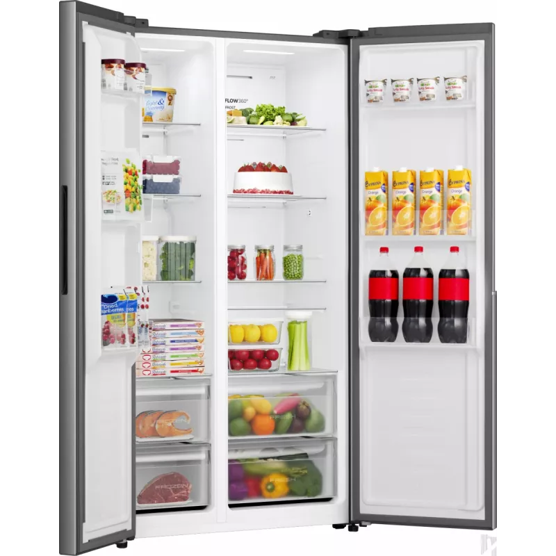 Gorenje Side by side NRS917E41X SI, Brīvstāvošs, Amerikāņu durvis, Pelēks, 2 durvis, Skārienvadība, LED