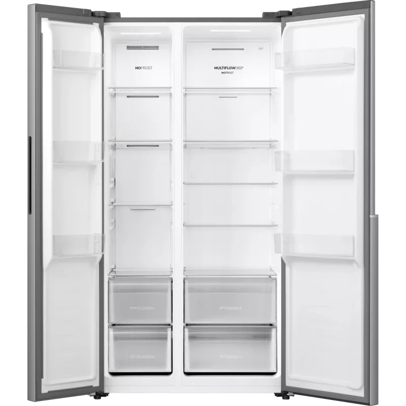 Gorenje Side by side NRS917E41X SI, Brīvstāvošs, Amerikāņu durvis, Pelēks, 2 durvis, Skārienvadība, LED