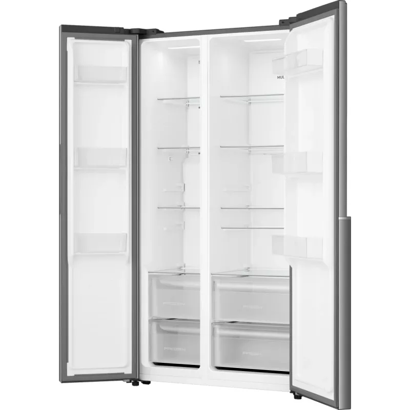 Gorenje Side by side NRS917E41X SI, Brīvstāvošs, Amerikāņu durvis, Pelēks, 2 durvis, Skārienvadība, LED