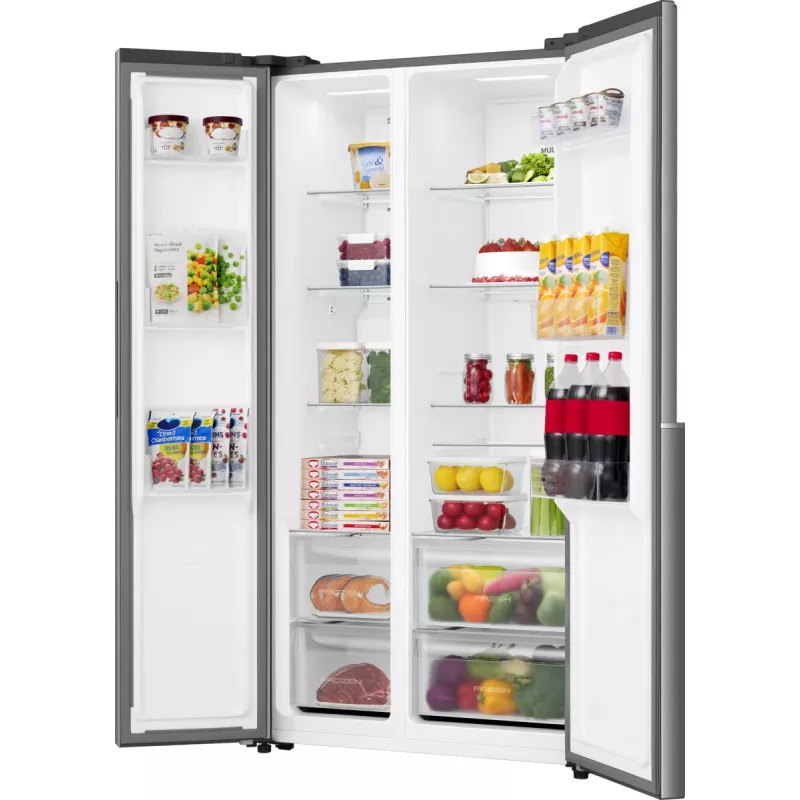 Gorenje Side by side NRS917E41X SI, Brīvstāvošs, Amerikāņu durvis, Pelēks, 2 durvis, Skārienvadība, LED