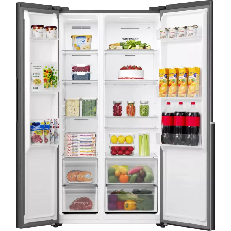 Gorenje HZF55082 NRS917E41BX G400 Brīvstāvošs Amerikāņu durvju ledusskapis, Melns, 2 durvis, Skārienvadība, LED