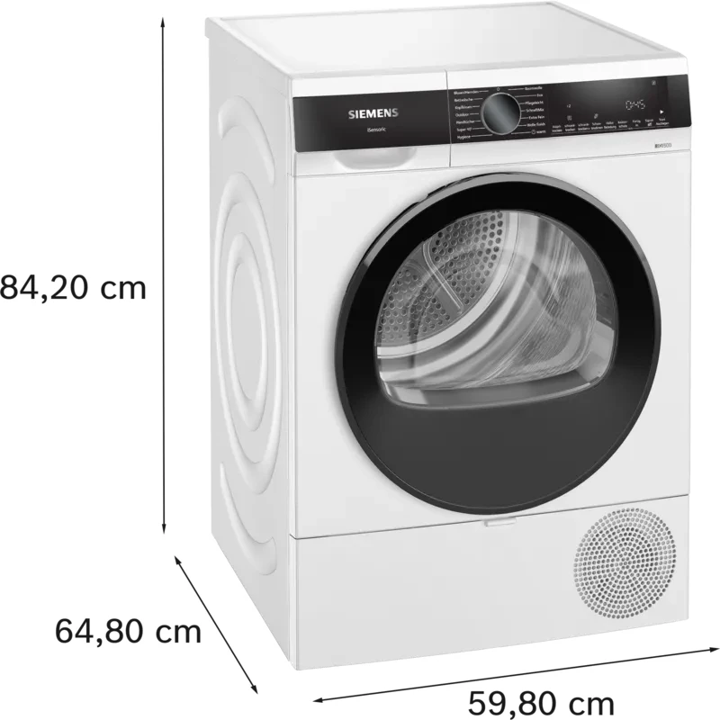 Siemens iQ500 WQ33G2D41 veļas žāvētājs Brīvi stāvošs Priekšējā ielāde 9 kg Balts